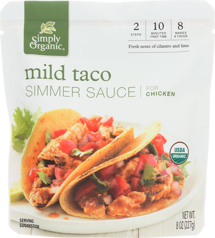 SIMPLY ORGANIC: Sauce Mild Taco Simmer Organic, 8 oz