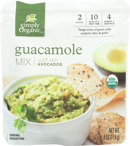 SIMPLY ORGANIC: Organic Guacamole Mix Sauce, 4 oz