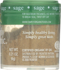 SIMPLY ORGANIC: Mini Sage Ground, .21 oz