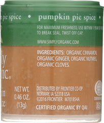 SIMPLY ORGANIC: Mini Pumpkin Pie Spice Organic, .46 oz