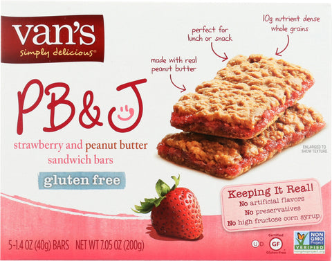 VANS: PB&J Strawberry and Peanut Butter 5 Sandwich Bars, 7.05 Oz