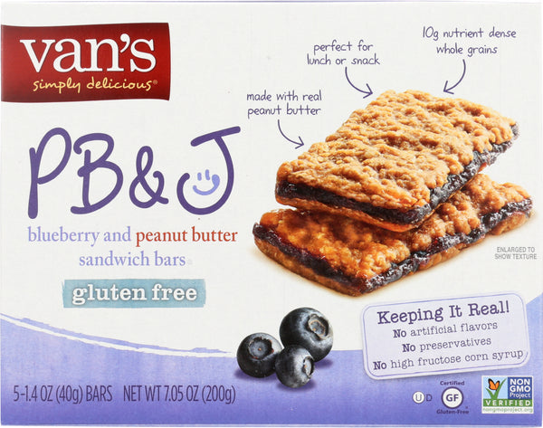 VANS: PB&J Blueberry and Peanut Butter 5 Sandwich Bars, 7.05 Oz