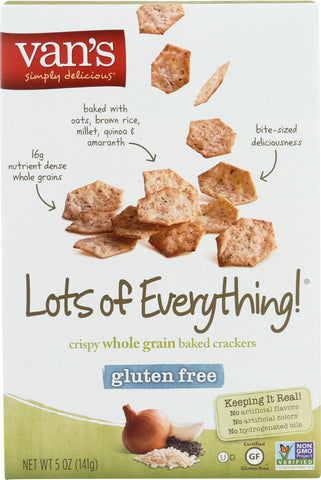 VANS: Natural Foods Gluten Free Lots Of Everything Crispy Whole Grain Baked Crackers, 5 Oz