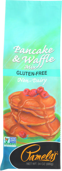 PAMELAS: Mix Pancake Waffle Non-dairy Gluten Free, 24 oz