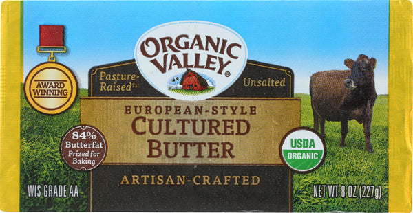 ORGANIC VALLEY: Cultured Butter European Style Unsalted, 8 oz