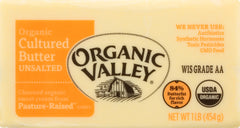 ORGANIC VALLEY: Cultured Unsalted Butter, 1 lb