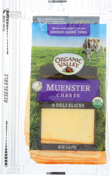 ORGANIC VALLEY: Organic Muenster Cheese Slices, 6 oz