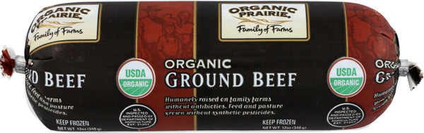 ORGANIC PRAIRIE: Organic Ground Beef Chub, 12 oz