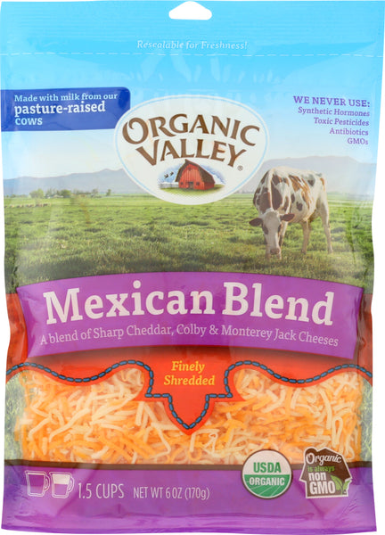 ORGANIC VALLEY: Fancy Shredded Mexican Blend Cheese, 6 oz