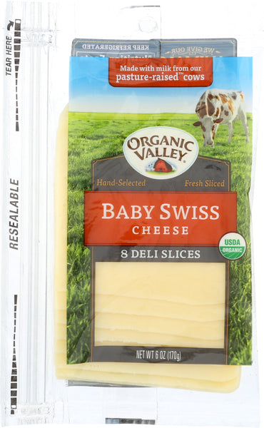 ORGANIC VALLEY: Sliced Cheese Baby Swiss, 6 oz