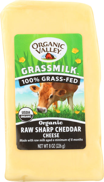 ORGANIC VALLEY: Grassmilk Raw Sharp Cheddar Cheese, 8 oz