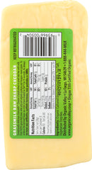 ORGANIC VALLEY: Grassmilk Raw Sharp Cheddar Cheese, 8 oz