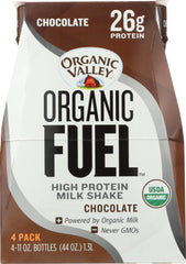 ORGANIC VALLEY: Milk Shake High Protein Chocolate 4 Pack, 44 oz