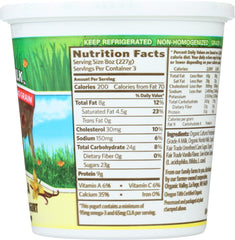 ORGANIC VALLEY: Vanilla Grassmilk Yogurt Whole Milk, 24 oz