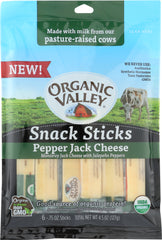 ORGANIC VALLEY: Pepper Jack Cheese Snack Sticks, 4.5 oz