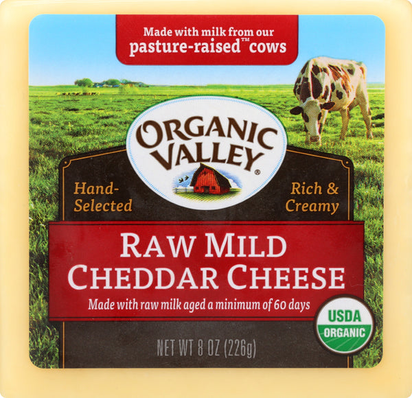 ORGANIC VALLEY: Organic Raw Mild Cheddar Cheese, 8 oz