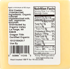 ORGANIC VALLEY: Organic Raw Mild Cheddar Cheese, 8 oz