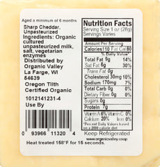 ORGANIC VALLEY: Raw Sharp Cheddar Cheese, 8 oz