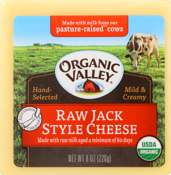 ORGANIC VALLEY: Wisconsin Raw Milk Cheese Jack Style Organic, 8 oz