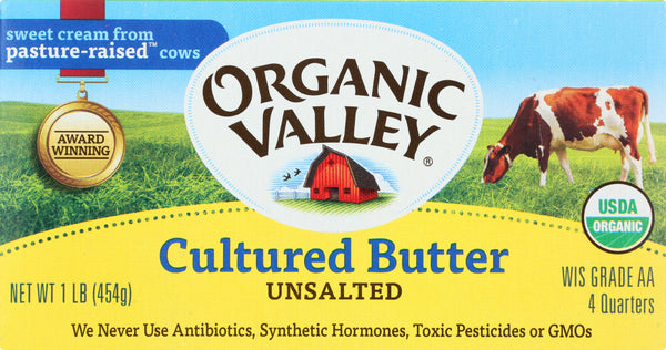 ORGANIC VALLEY: Butter Organic Cultured Unsalted, 16 oz
