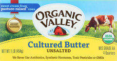 ORGANIC VALLEY: Butter Organic Cultured Unsalted, 16 oz