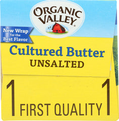 ORGANIC VALLEY: Butter Organic Cultured Unsalted, 16 oz