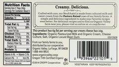 ORGANIC VALLEY: Organic Neufchatel Pasteurized Cream Cheese, 8 oz