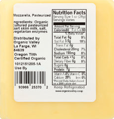 ORGANIC VALLEY: Organic Mozzarella Cheese, 8 oz