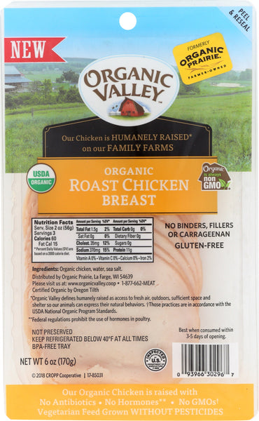 ORGANIC VALLEY: Roast Chicken Breast Slices, 6 oz