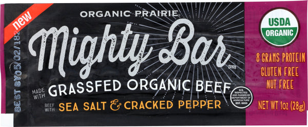 ORGANIC PRAIRIE: Sea Salt & Cracked Pepper Beef Bar, 1 oz