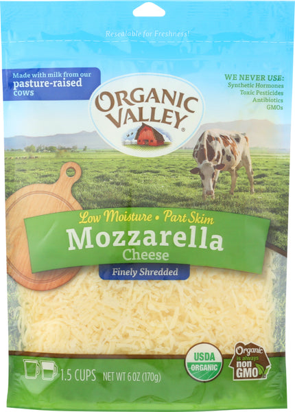 ORGANIC VALLEY: Finely Shredded Mozzarella Cheese, 6 oz