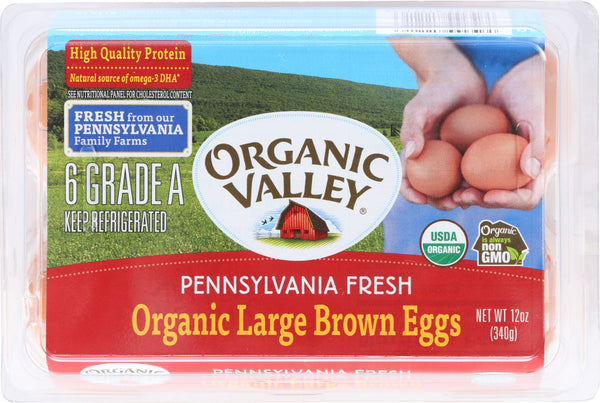ORGANIC VALLEY: Large Brown Eggs, 0.5 Dozen