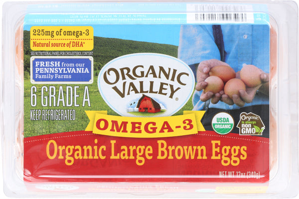ORGANIC VALLEY: Omega 3 Large Brown Eggs, 0.5 dz
