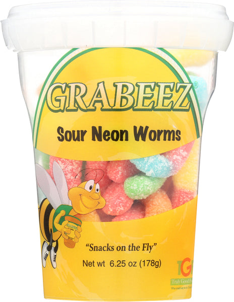 GRABEEZ SNACK CUPS: SNACK CUP WORMS SOUR NEON (6.300 OZ)