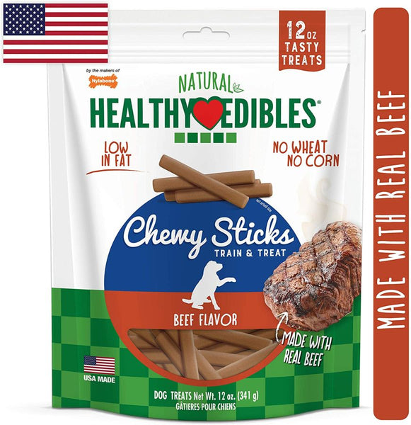 Nylabone Healthy Edibles Natural Chewy Sticks Beef Flavor