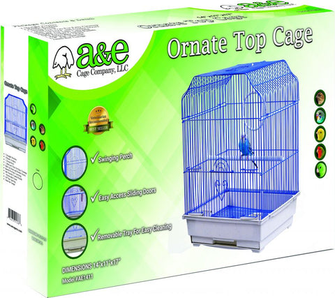 AE Cage Company Ornate Top Bird Cage 14"x11"x17" White