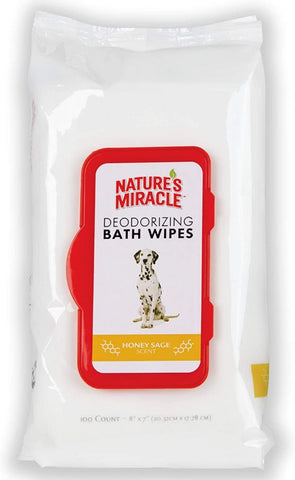 Natures Miracle Deodorizing Dog Bath Wipes Honey Sage