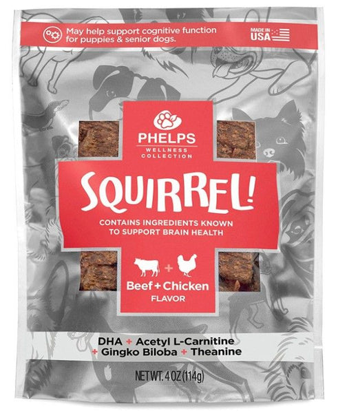 Phelps Pet Products Squirrel! Brain Health Beef and Chicken Dog Treats