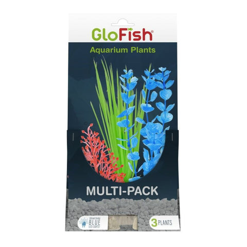 Tetra GloFish Aquarium Plant Multi-Pack Orange, Green, and Blue