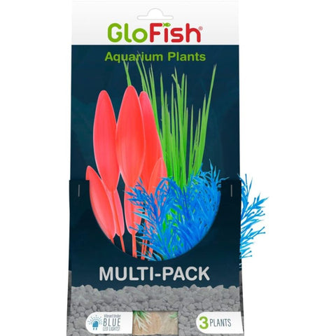 Tetra GloFish Aquarium Plant Multi-Pack Green, Blue, and Orange
