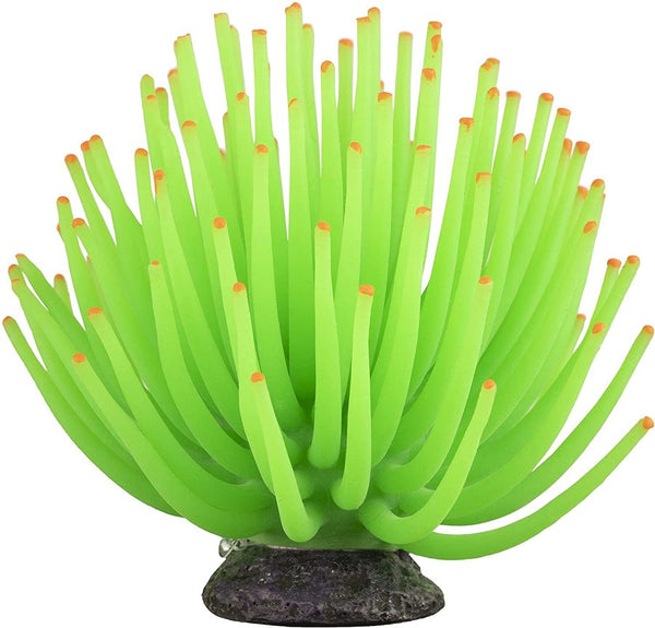 Tetra GloFish Anemone Aquarium Ornament Green