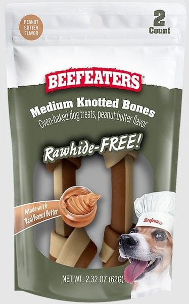 Beefeaters Rawhide Free Medium Knotted Bones Peanut Butter