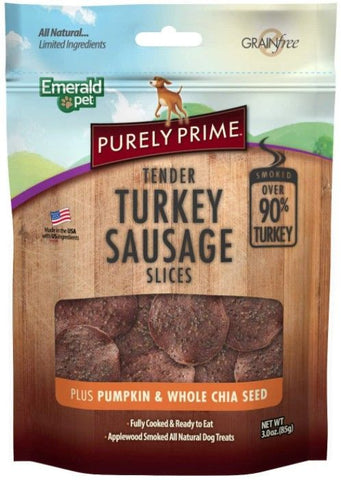 Emerald Pet Purely Prime Tender Turkey Sausage Slices Pumpkin and Chia Seed Recipe