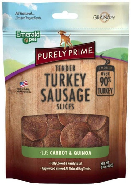 Emerald Pet Purely Prime Tender Turkey Sausage Slices Carrot and Quinoa Recipe