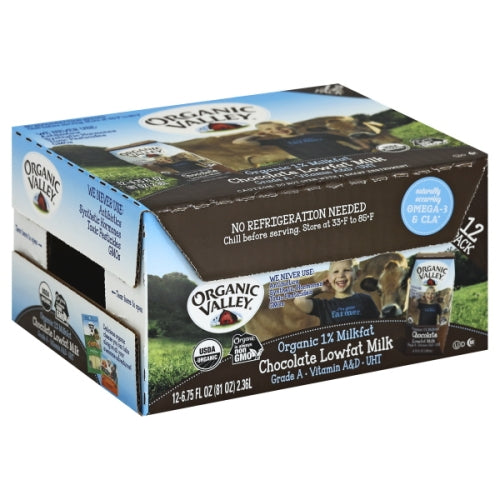 ORGANIC VALLEY: Single-Serve Chocolate Lowfat 1% Milk 12 Pack, 81 oz