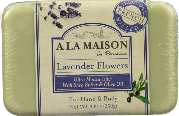 A LA MAISON DE PROVENCE: Hand & Body Bar Soap Lavender Flowers, 8.8 Oz