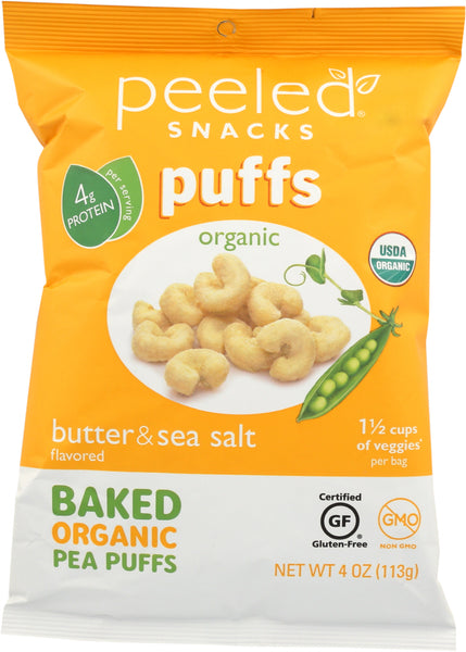 PEELED SNACKS: Organic Butter Sea Salt Puff, 4 oz