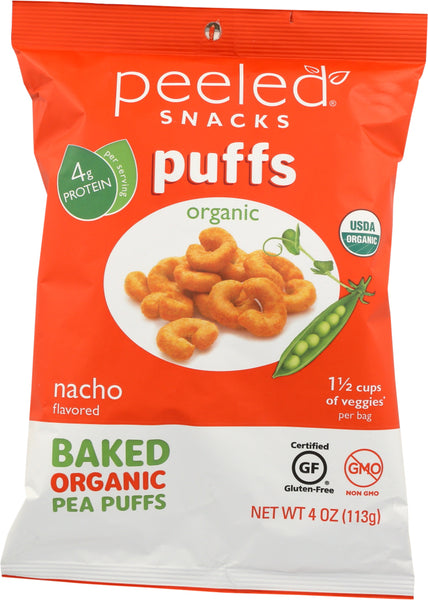 PEELED SNACKS: Puffs Nacho Snack Organic, 4 oz