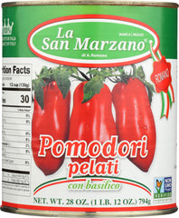 LA SAN MARZANO: Peeled Tomatoes with Basil Leaf, 28 fl oz