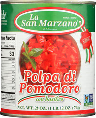 LA SAN MARZANO: Diced Tomatoes with Basil Leaf, 28 fl oz